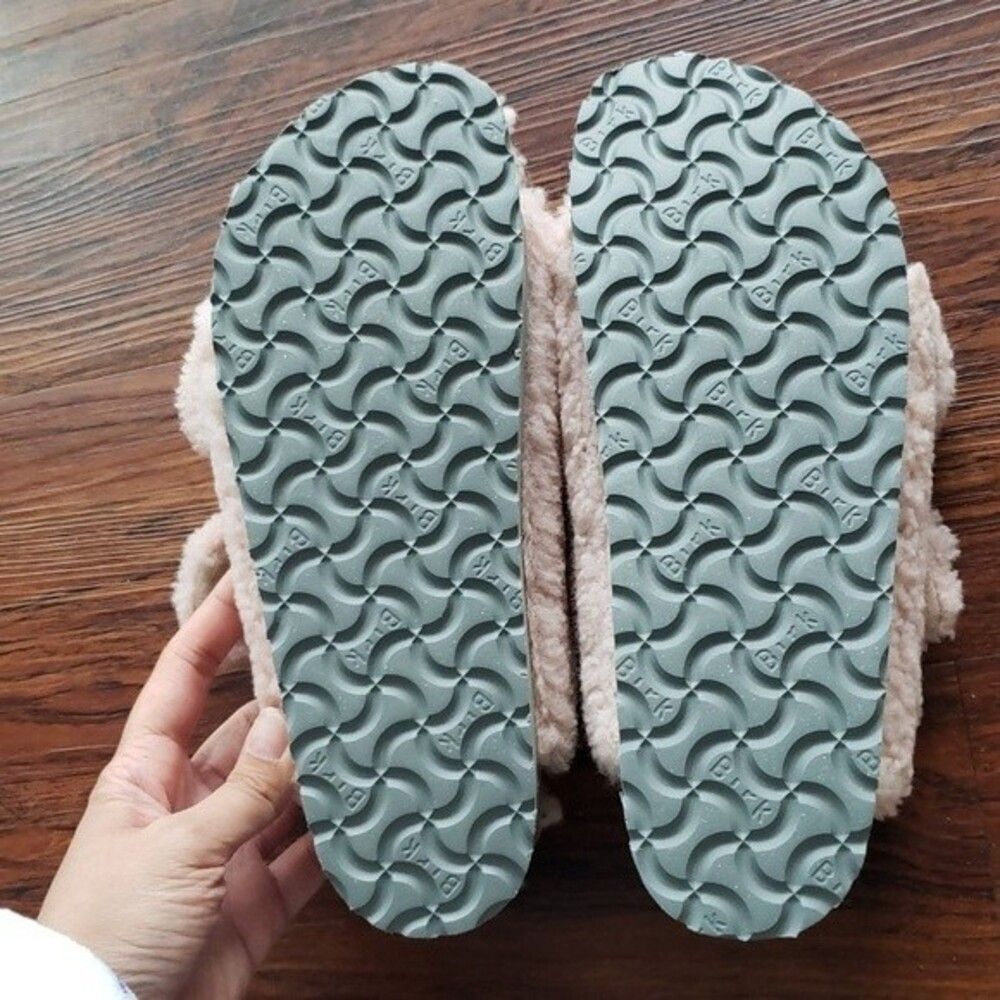 Birkenstock Papillio Baby Pink Gray Buckle Shearling Platform Sandal Size 36 New - Picture 6 of 6